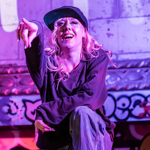 Porträtt av Kristina, showartist i Femme Fusion